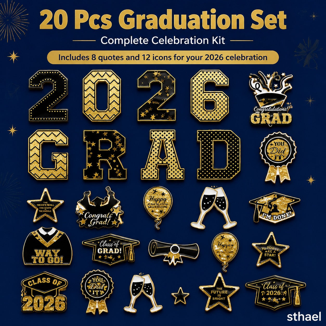 🎓 Class of 2026 Graduation Magnet Set – Celebrate Your Achievement in Style!