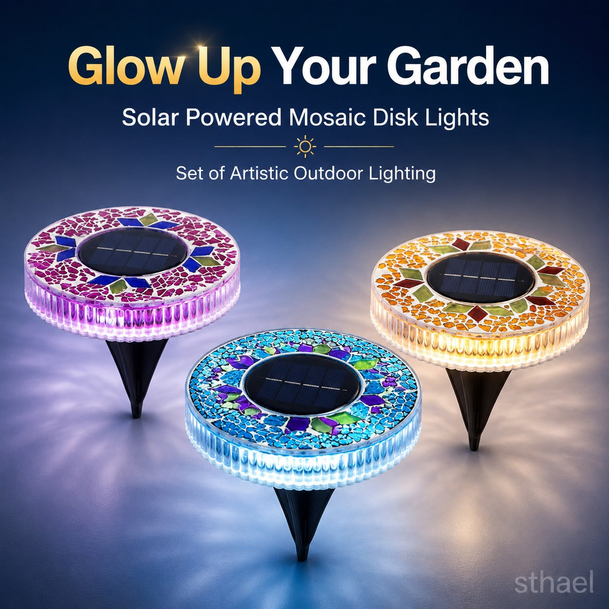 🌞 Solar Mosaic Disk Light – Waterproof Outdoor Pathway LED Light
