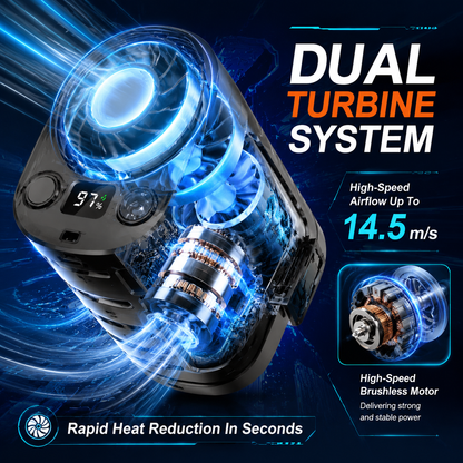 🔥 JIFENG Power Waist Fan | 199-Speed Turbo Cooling Wearable Fan – Ultra Strong Airflow, 21700 Battery, Dual Turbine Wind, LED Display, Camping & Outdoor Work Essential