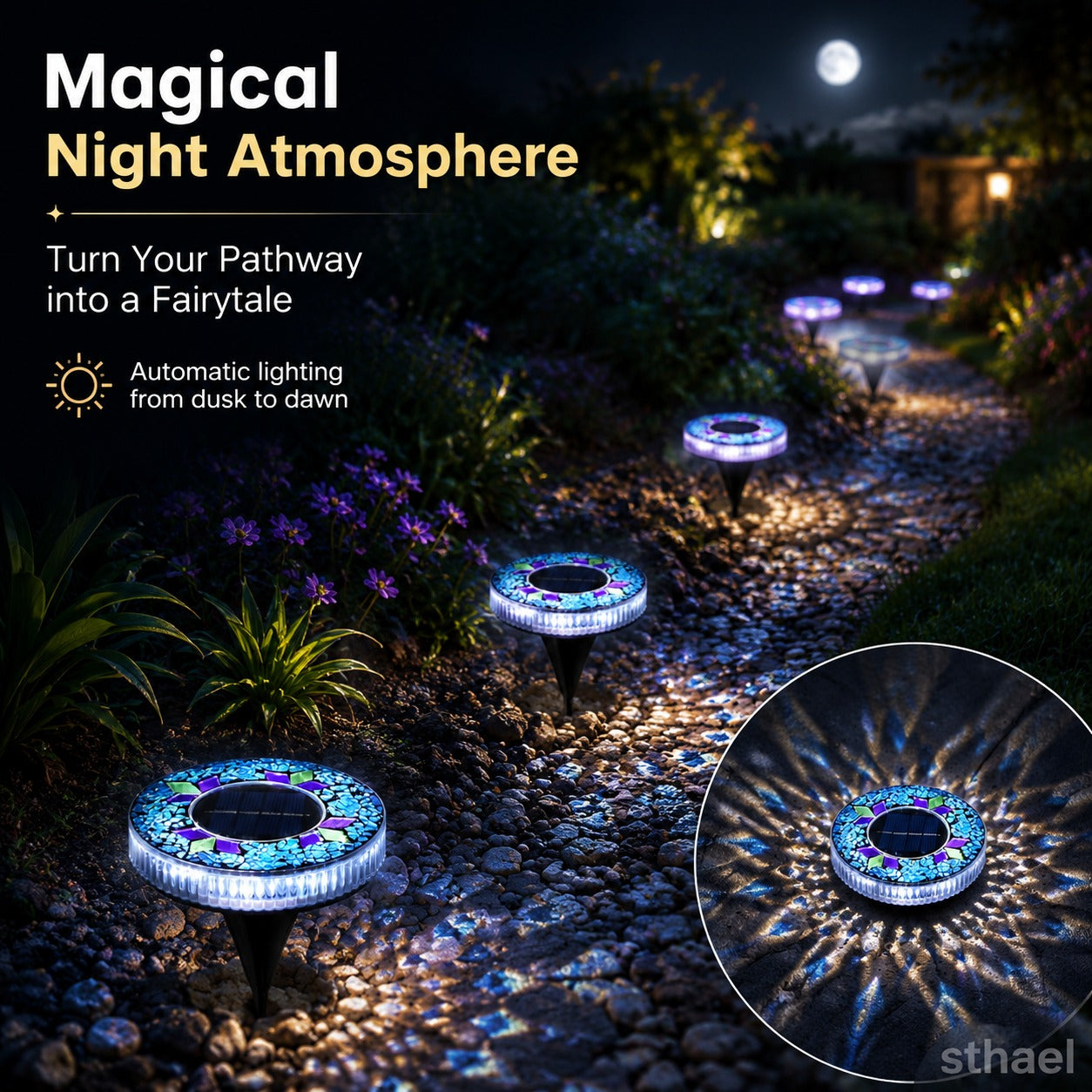 🌞 Solar Mosaic Disk Light – Waterproof Outdoor Pathway LED Light