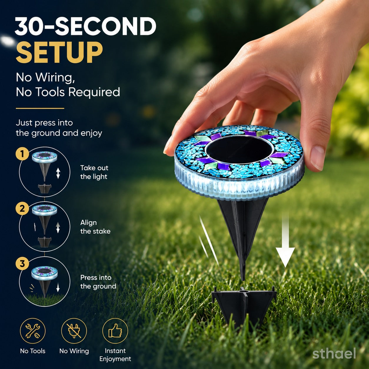 🌞 Solar Mosaic Disk Light – Waterproof Outdoor Pathway LED Light