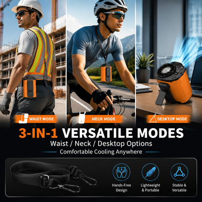 🔥 JIFENG Power Waist Fan | 199-Speed Turbo Cooling Wearable Fan – Ultra Strong Airflow, 21700 Battery, Dual Turbine Wind, LED Display, Camping & Outdoor Work Essential