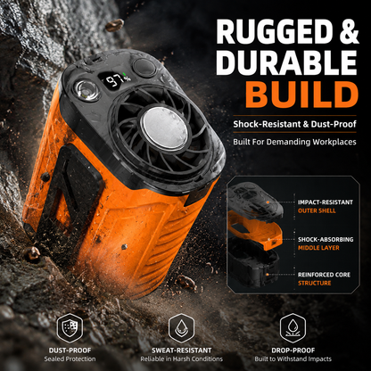 🔥 JIFENG Power Waist Fan | 199-Speed Turbo Cooling Wearable Fan – Ultra Strong Airflow, 21700 Battery, Dual Turbine Wind, LED Display, Camping & Outdoor Work Essential