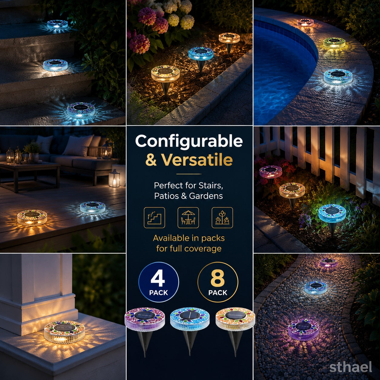 🌞 Solar Mosaic Disk Light – Waterproof Outdoor Pathway LED Light