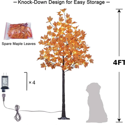4/5/6ft Warm LED Lighted Maple Tree🍂🎃 for Halloween Thanksgiving Indoor Home Decor