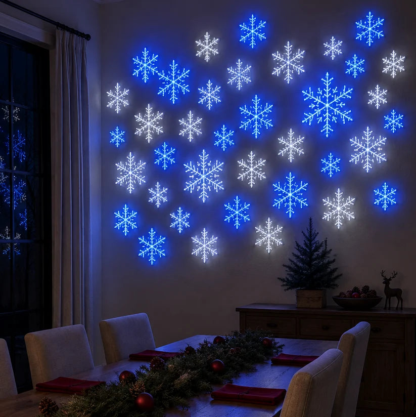 3PCS Blue LED Snowflake Wall Christmas Lights