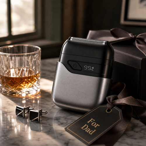 🎁 Father's Day Gift for Dad – Compact Titanium Electric Shaver for Home & Travel
