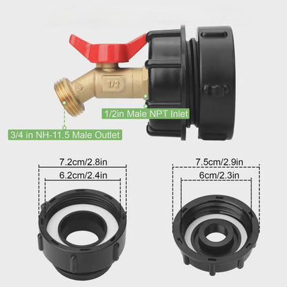 275-330 Gallon IBC Tote Tank Adapter 🌿💧 | Leak-Proof Garden Hose Connector with Shut-Off Valve