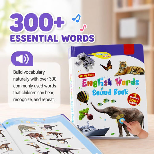 Interaktives sprechendes Lernbuch für Kinder – 300+ englische Wörter & 13 Lernthemen für Kleinkinder von 1–6 Jahren
