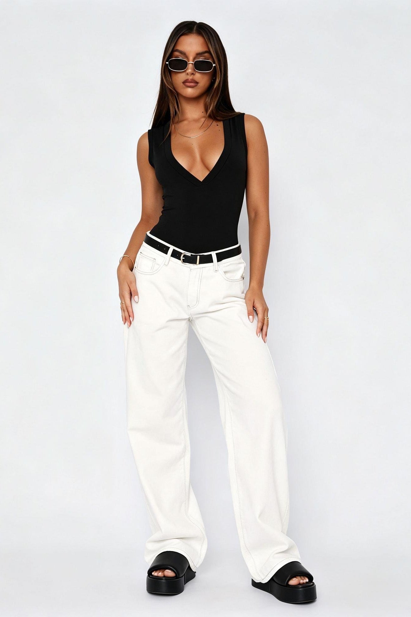 Women's Low Rise Wide Leg Loose Fit Denim Jeans