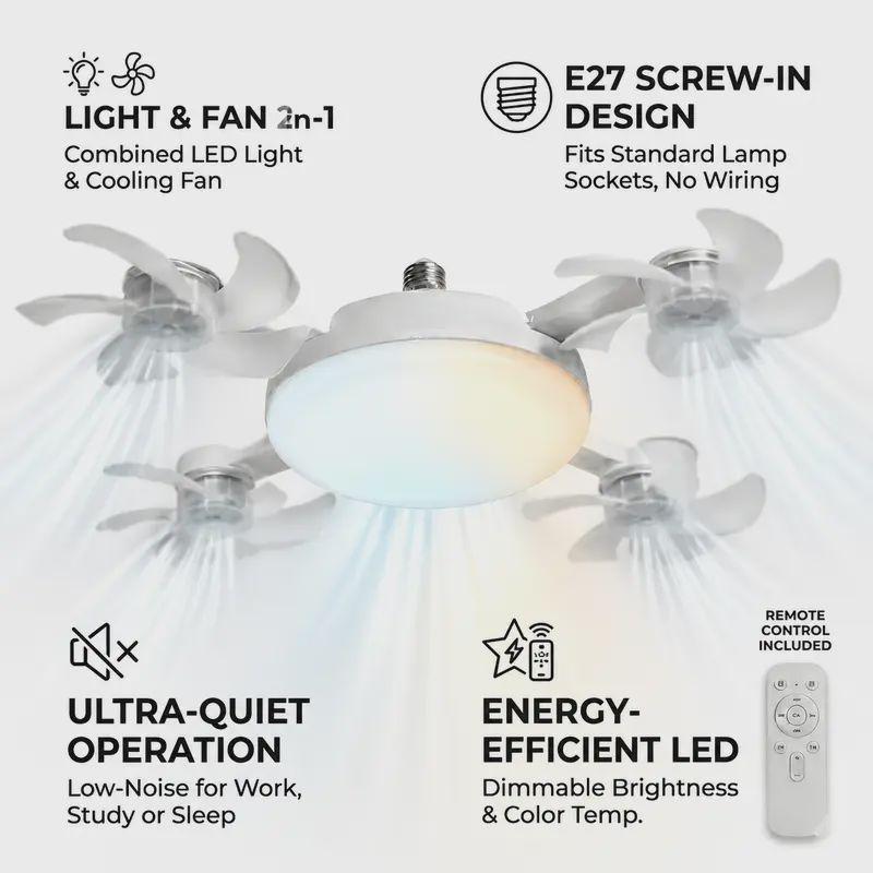 2026 2-in-1 Socket Ceiling Fan Light with Remote Control – Bright LED Lighting &amp; Instant Cooling in One 💡❄️