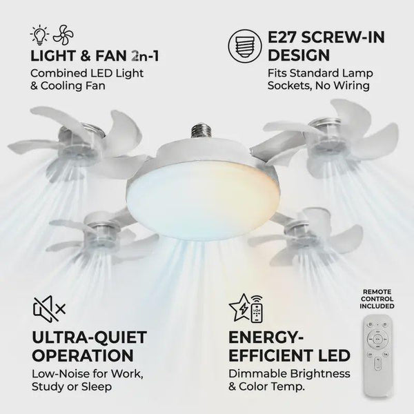2026 2-in-1 Deckenventilator mit Fernbedienung – Helle LED-Beleuchtung & Sofortige Kühlung in Einem 💡❄️
