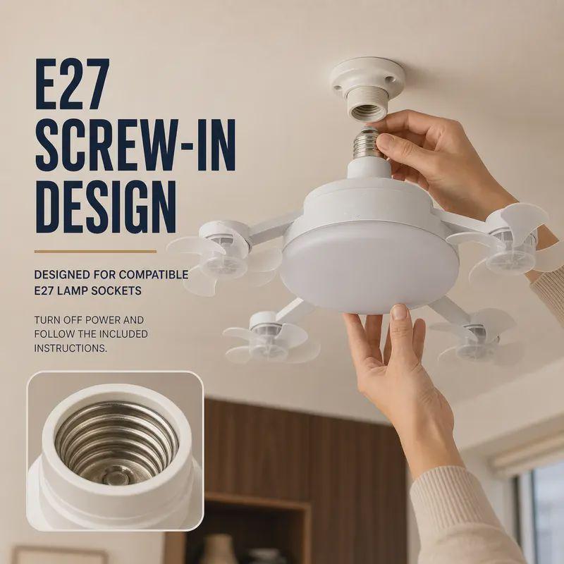 2026 2-in-1 Socket Ceiling Fan Light with Remote Control – Bright LED Lighting &amp; Instant Cooling in One 💡❄️