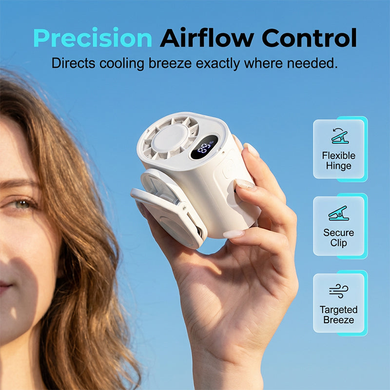 360° rotatable, hands-free, attachable fan