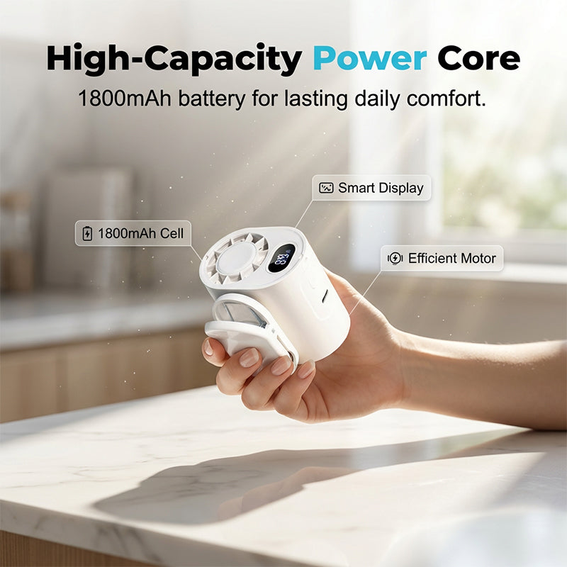 360° rotatable, hands-free, attachable fan