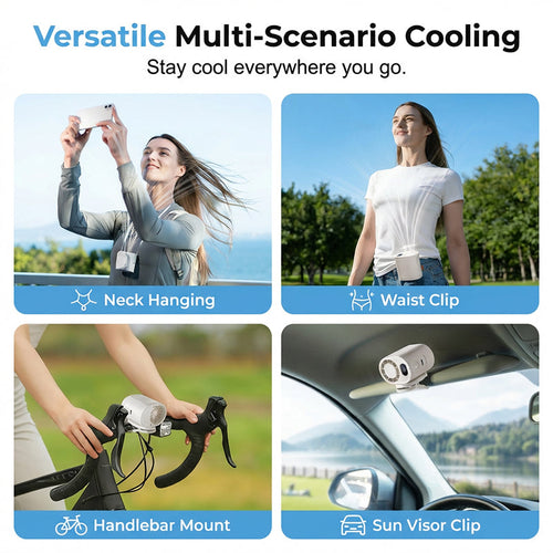 360° rotatable, hands-free, attachable fan