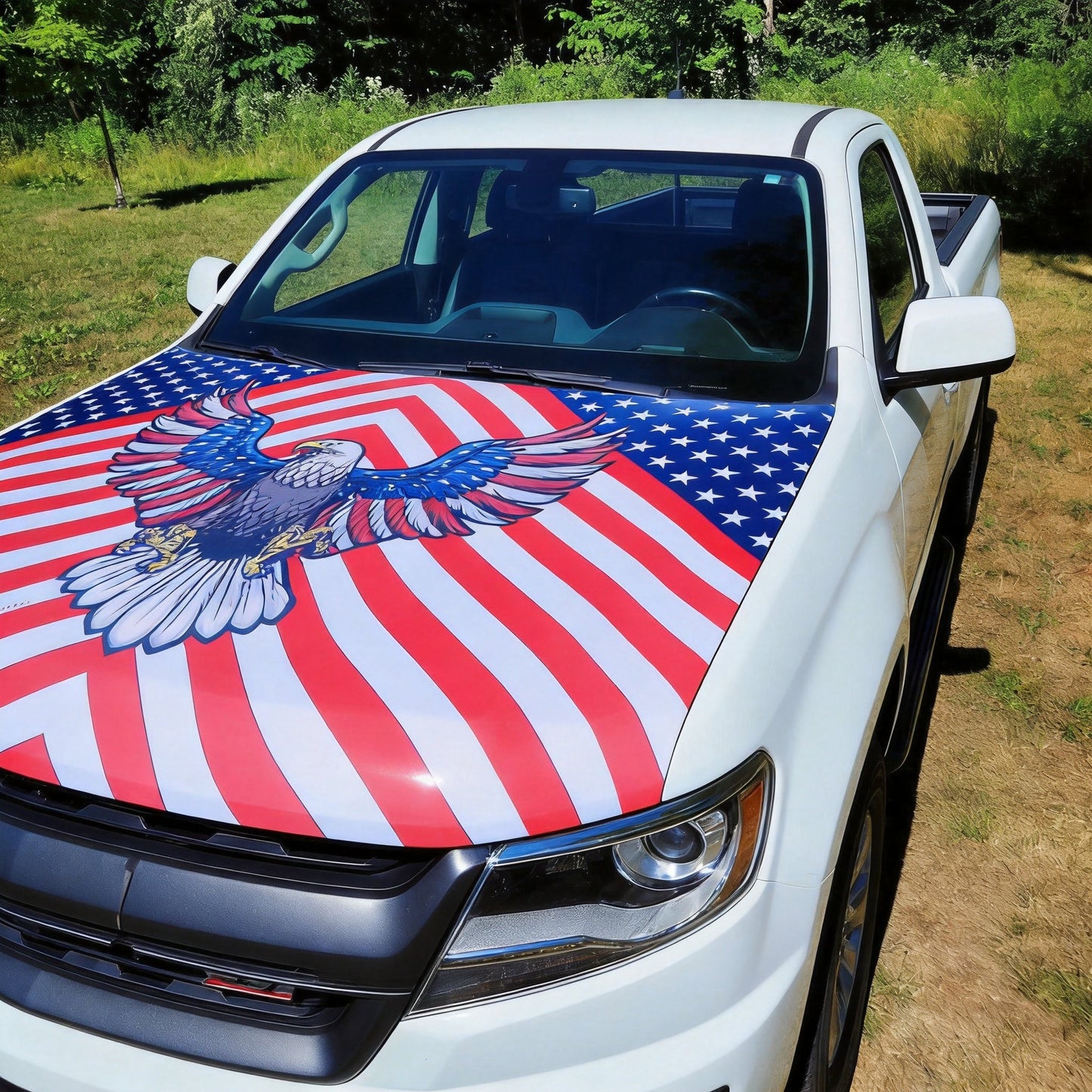American Flag Car Hood Cover With Dual Triangle Clips Fits Trucks SUVs Sedans Jeep Commemorative Edition