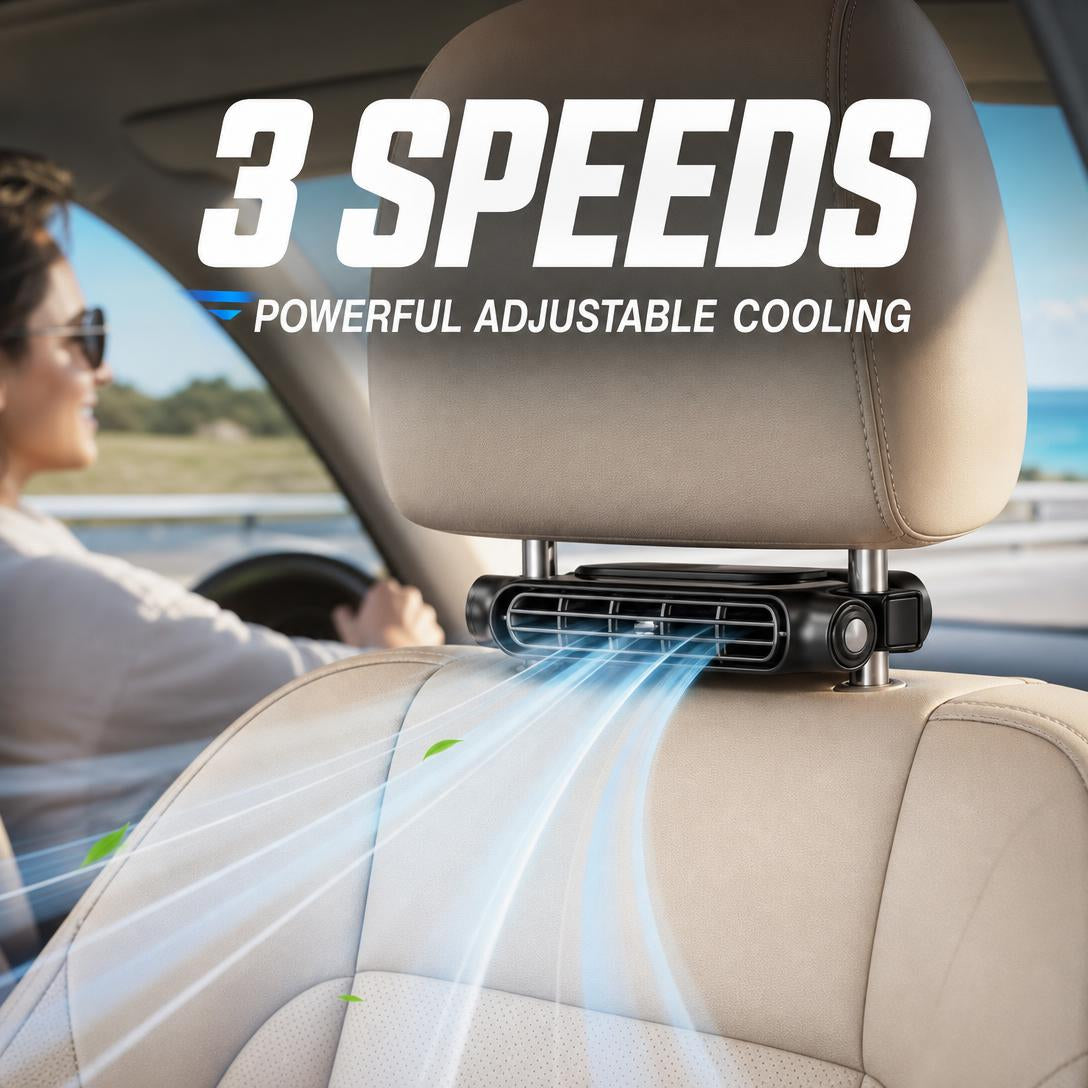 Car Seat Cooling Fan – USB Rechargeable Backseat Fan with Turbo Airflow & Easy Velcro Installation