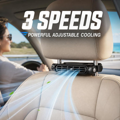 Car Seat Cooling Fan – USB Rechargeable Backseat Fan with Turbo Airflow & Easy Velcro Installation