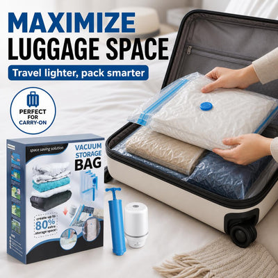 Kabelloses Reise-Vakuum-Aufbewahrungsbeutel-Set ✈️🧳Wasserdicht & Wiederverwendbar Platzsparer für Kleidung & Packen, Perfekt für Handgepäck-Koffer