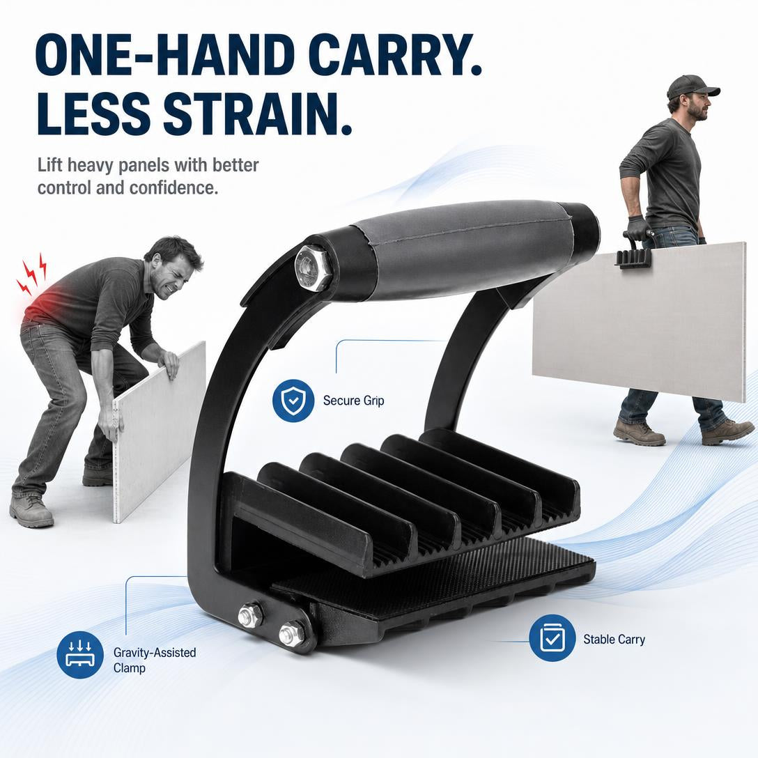 Panel & Plywood Carrier – Heavy Duty One-Hand Lifting Tool for Drywall, Sheetrock & Wood Panels