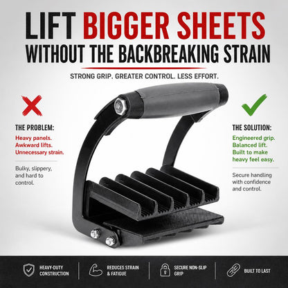 Panel & Plywood Carrier – Heavy Duty One-Hand Lifting Tool for Drywall, Sheetrock & Wood Panels