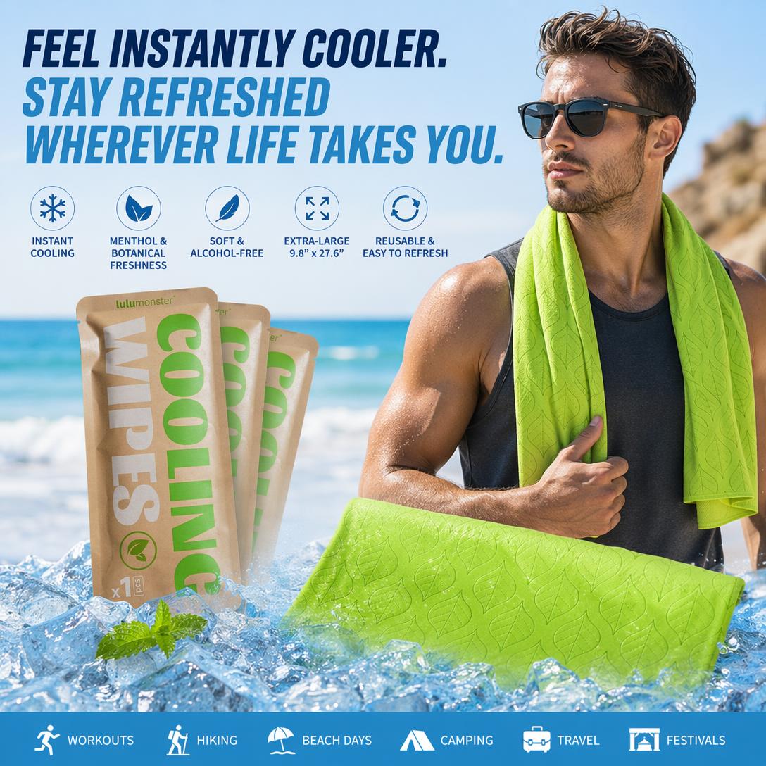 10PCS Menthol Cooling Towel – Extra-Large Reusable Cooling Wrap for Sports, Travel, Outdoor Adventures & Hot Weather