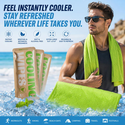10PCS Menthol Cooling Towel – Extra-Large Reusable Cooling Wrap for Sports, Travel, Outdoor Adventures & Hot Weather