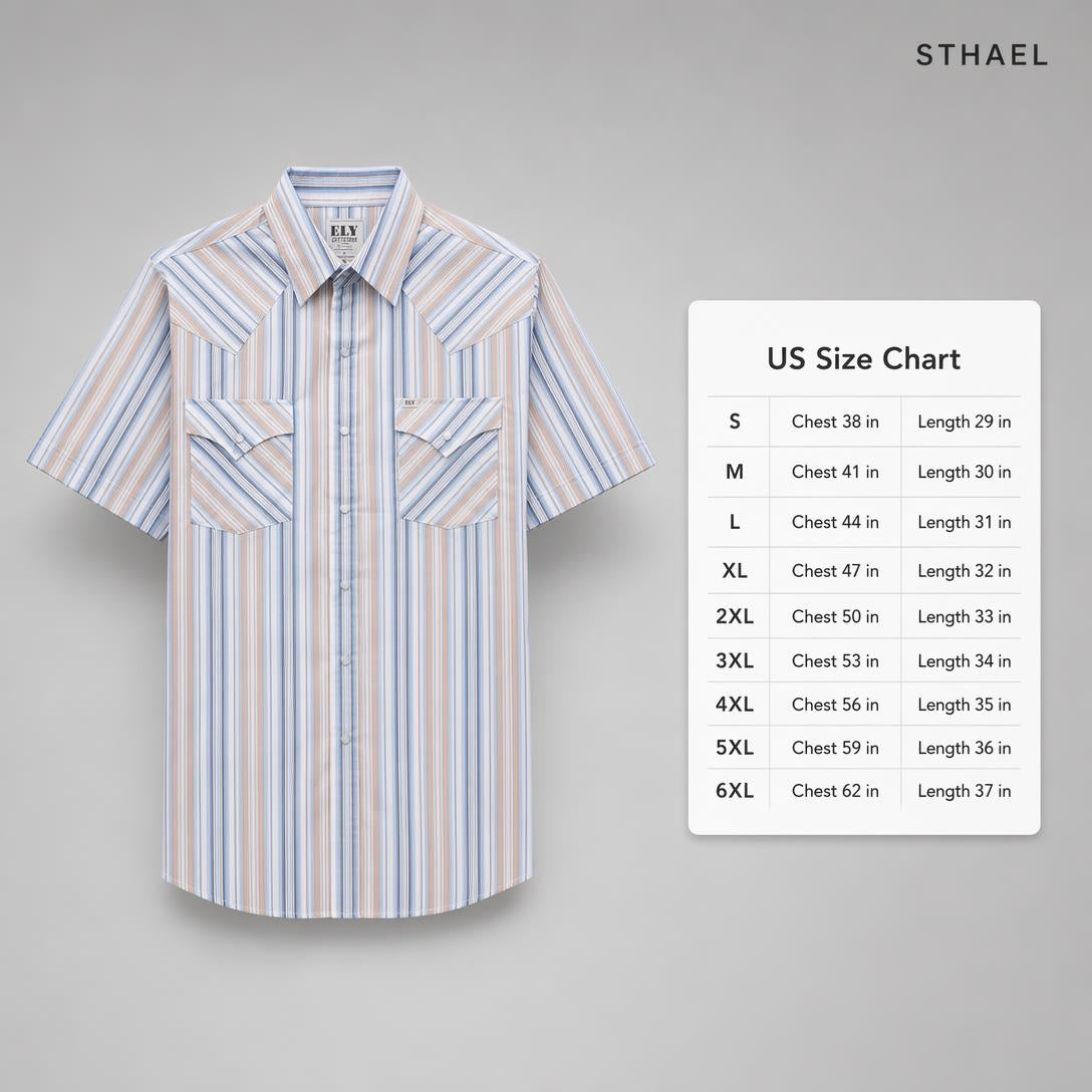 Men’s Striped Western Snap Shirt – Short Sleeve Workwear