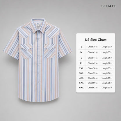 Men’s Striped Western Snap Shirt – Short Sleeve Workwear