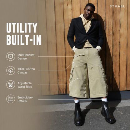 Heavyweight Washed Canvas Cargo Shorts