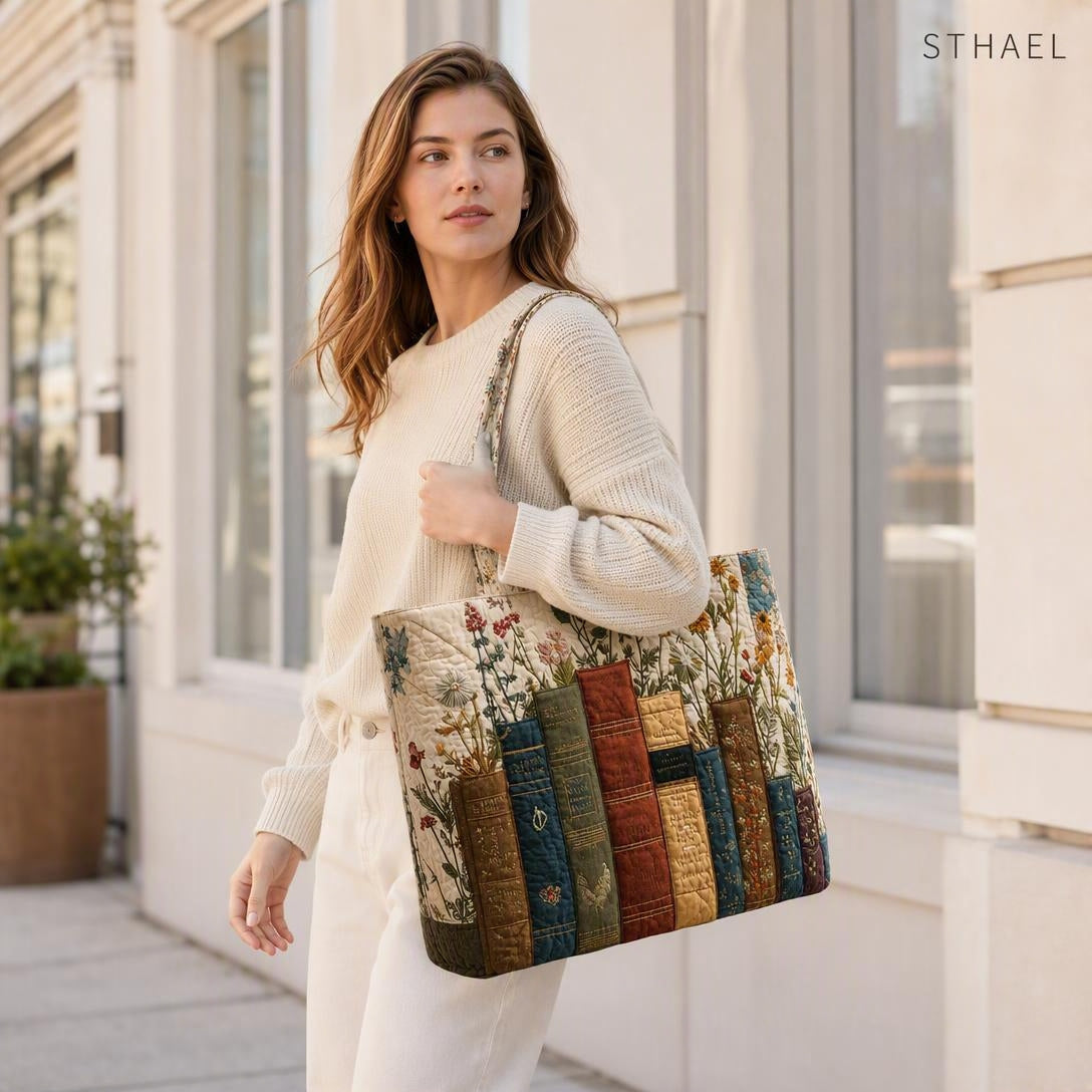 Women’s Vintage Library Quilted Tote Bag