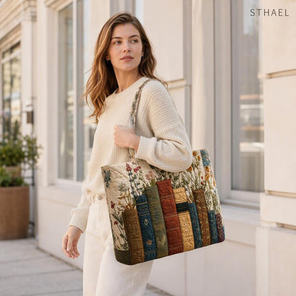 Women’s Vintage Library Quilted Tote Bag