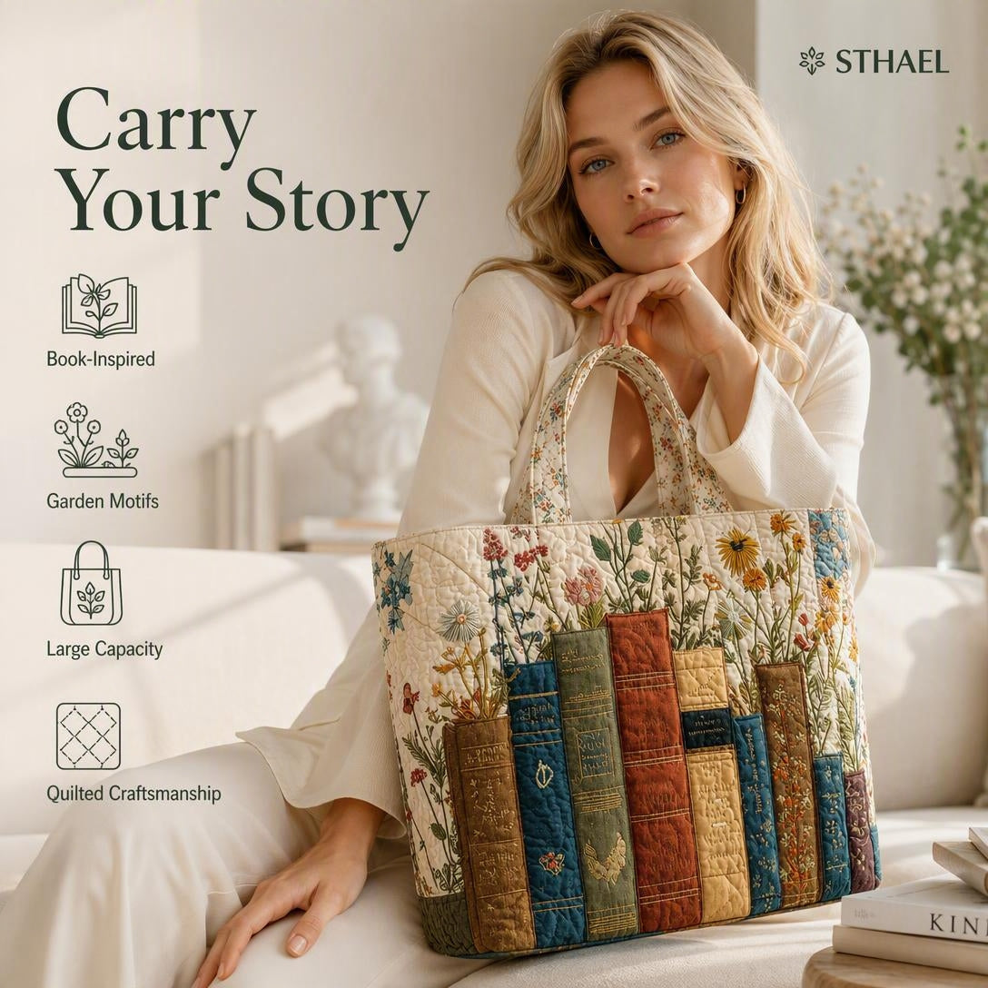 Women’s Vintage Library Quilted Tote Bag