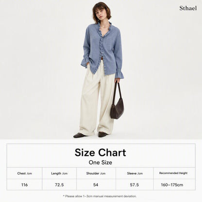 Unisex Yarn-Dyed Gingham Ruffle Shirt