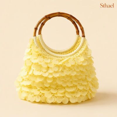 Sunlit Sequin Bamboo Handle Bag