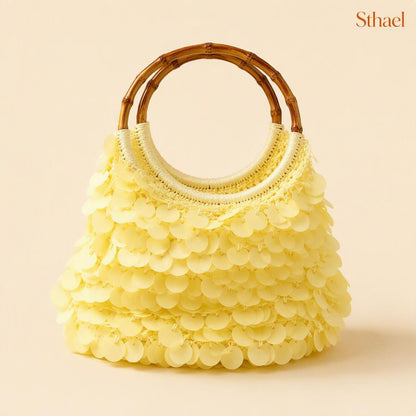 Sunlit Sequin Bamboo Handle Bag