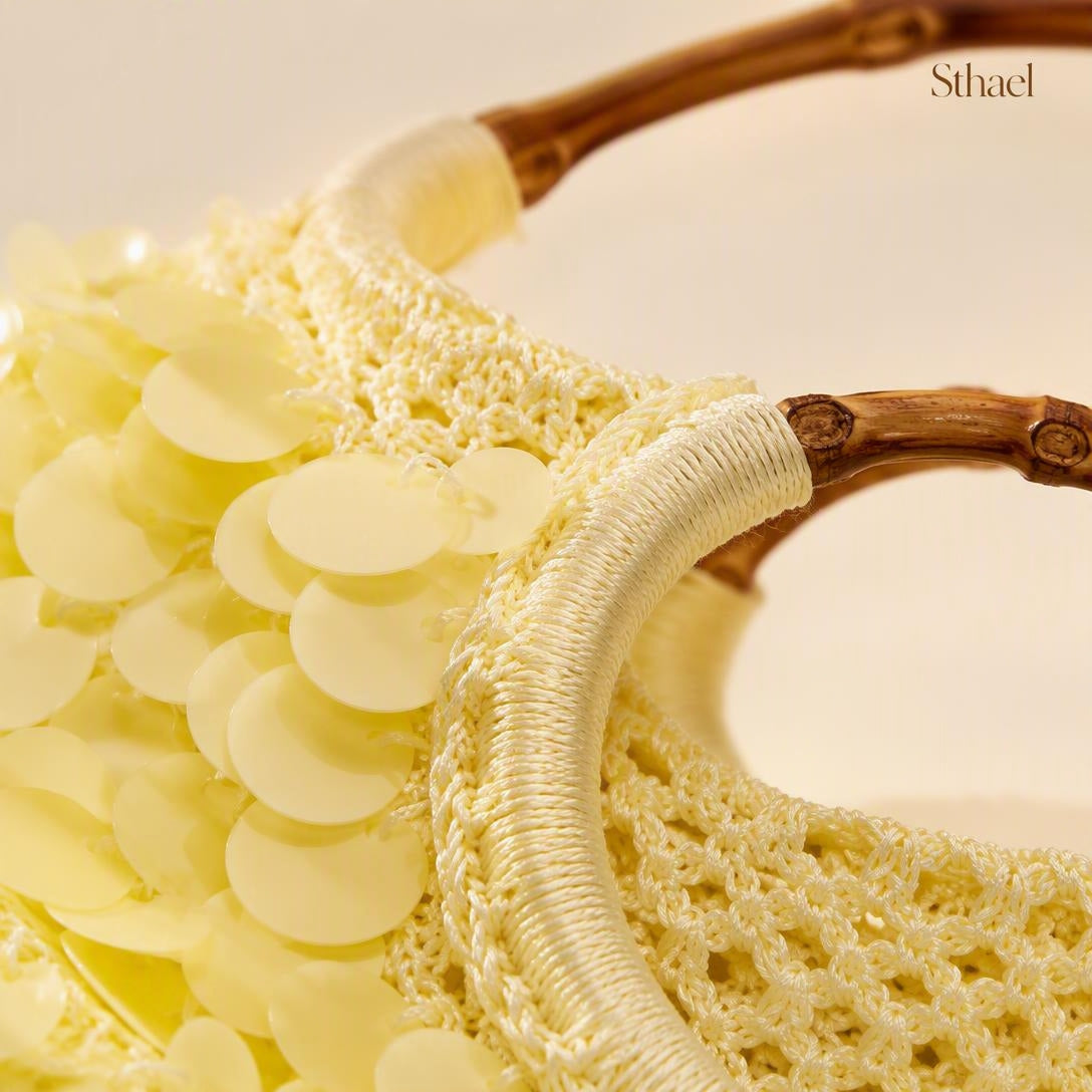 Sunlit Sequin Bamboo Handle Bag