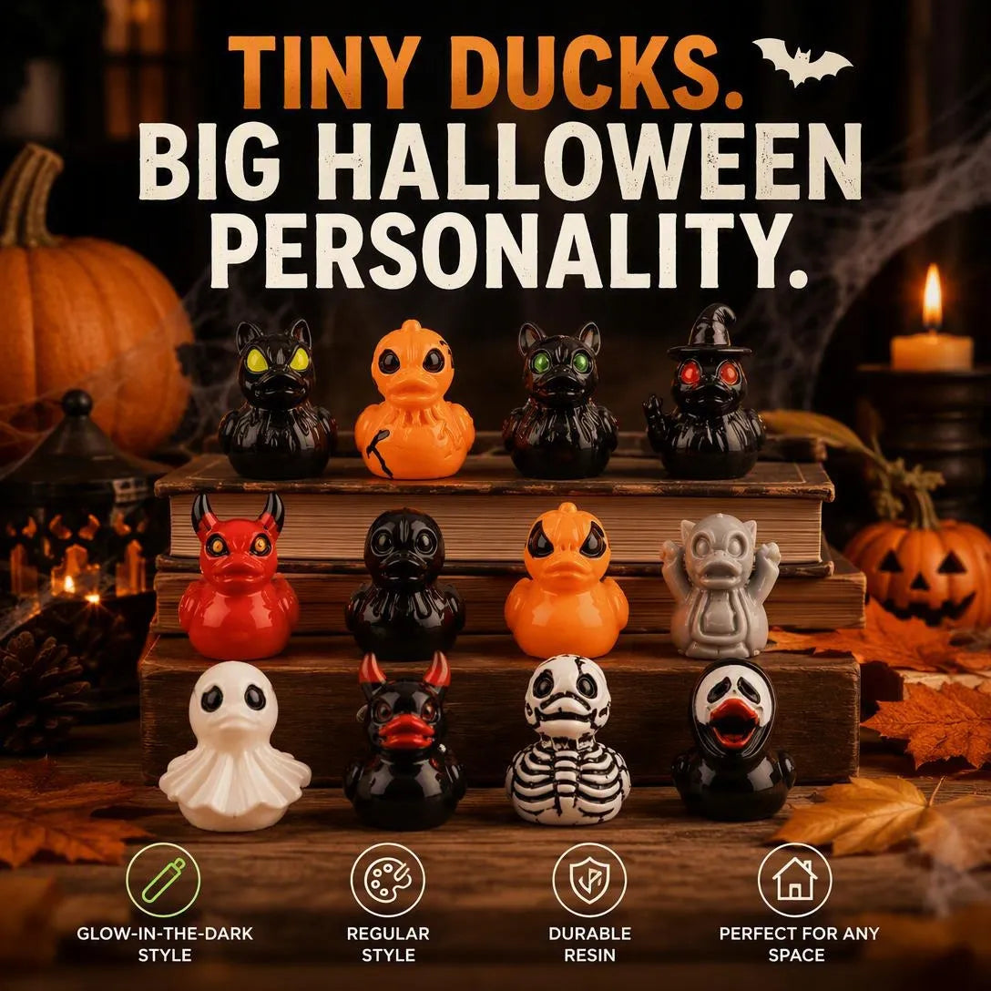12-Piece Halloween Resin Duck Miniature Decor Set