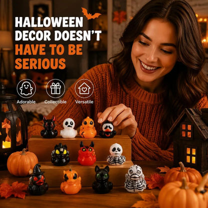 12-Piece Halloween Resin Duck Miniature Decor Set