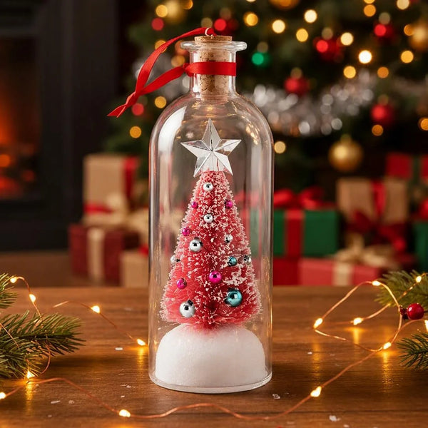 Recordable Christmas Message Bottle Keepsake With Snowy Tree