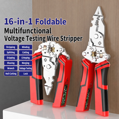 2026 Upgraded 16-in-1 Folding Electric Wire Stripper with Voltage Tester