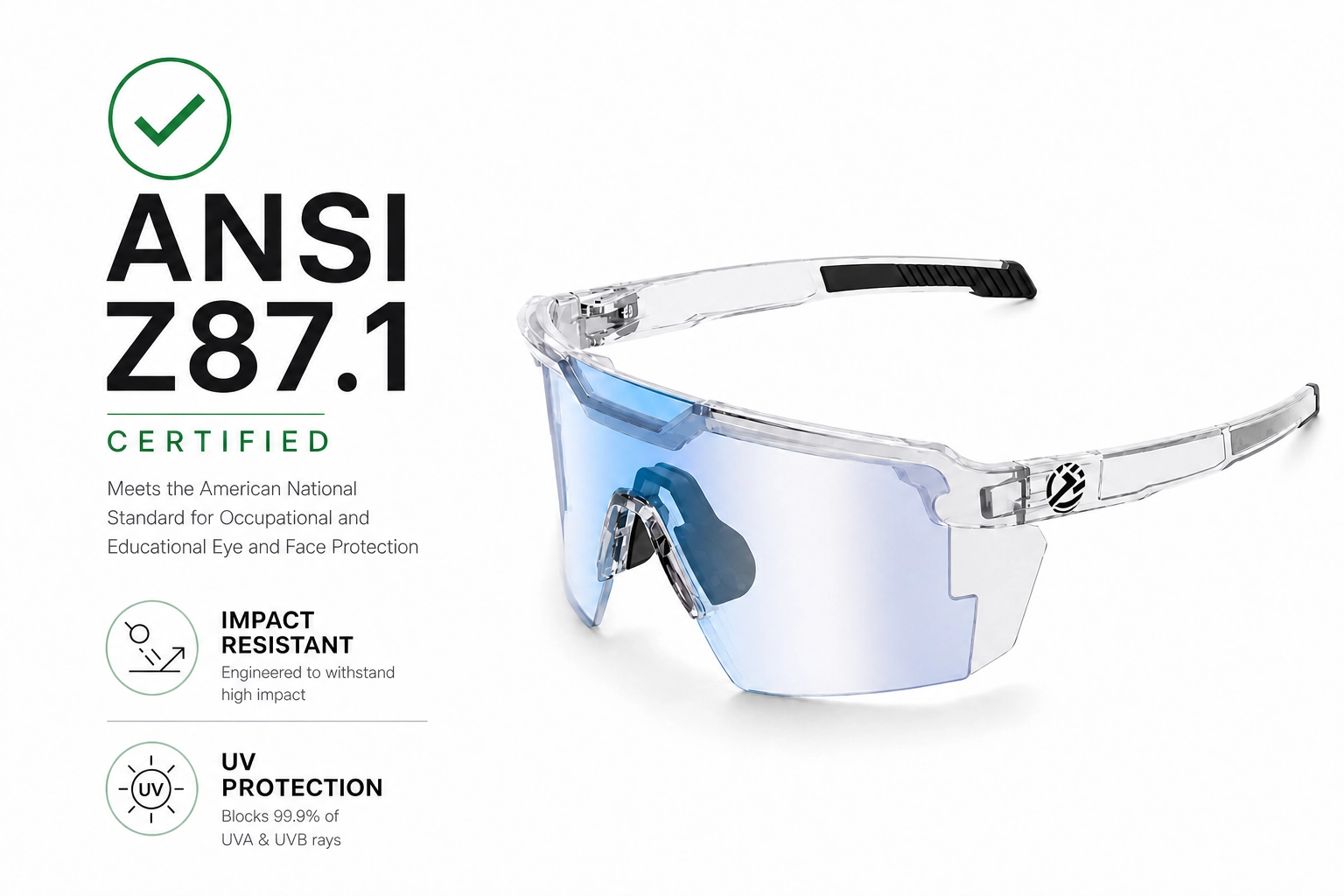 ☀️UV400 Photochromic Polarized Safety Glasses – 🥇Impact Resistant Outdoor Sports & Work Eyewear